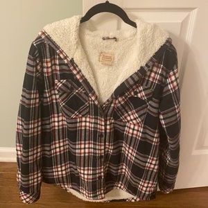 Plaid Fleece-lined Hoodie Jacket